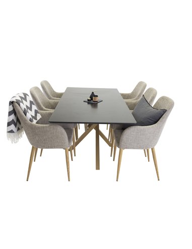 Matgrupp Piazza med Comfort matstolar, 180 × 90 cm