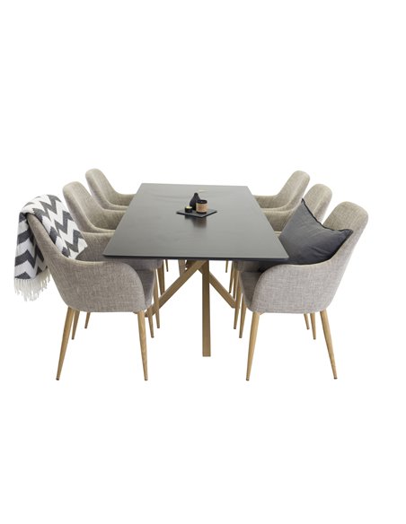 Matgrupp Piazza med Comfort matstolar, 180 × 90 cm