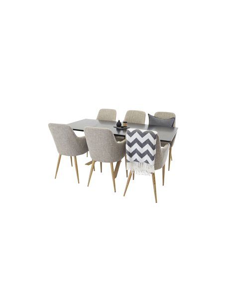 Matgrupp Piazza med Comfort matstolar, 180 × 90 cm
