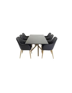 Matgrupp Piazza med Comfort matstolar, 180 × 90 cm