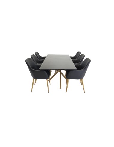 Matgrupp Piazza med Comfort matstolar, 180 × 90 cm