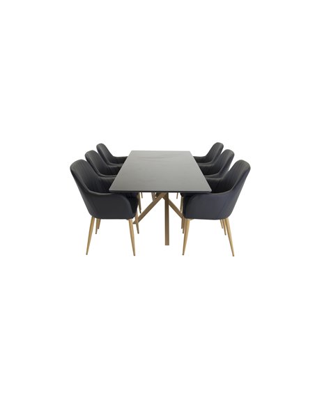 Matgrupp Piazza med Comfort matstolar, 180 × 90 cm