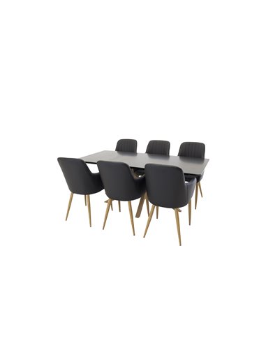 Matgrupp Piazza med Comfort matstolar, 180 × 90 cm