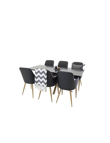 Matgrupp Piazza med Comfort matstolar, 180 × 90 cm