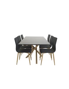 Matgrupp Piazza med Windu matstolar, 180 × 90 cm