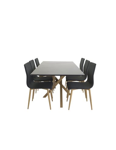 Matgrupp Piazza med Windu matstolar, 180 × 90 cm