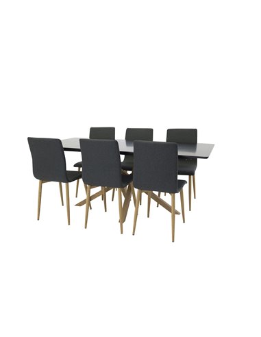 Matgrupp Piazza med Windu matstolar, 180 × 90 cm