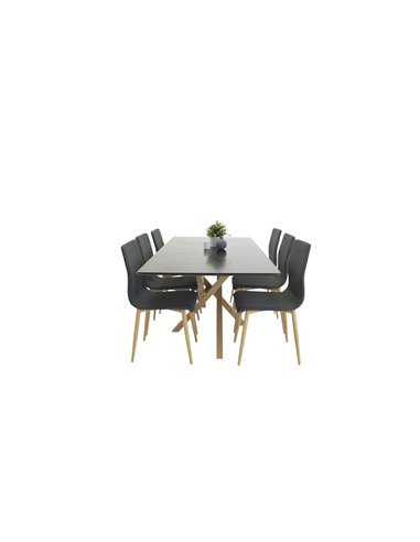 Matgrupp Piazza med Windu matstolar, 180 × 90 cm