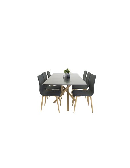 Matgrupp Piazza med Windu matstolar, 180 × 90 cm