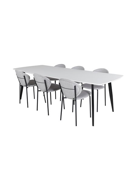 Matgrupp Polar med Vault matstolar, 240 × 100 cm