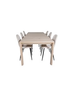 Matgrupp Slider med Polar matstolar, 170 × 95 cm