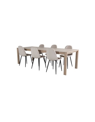 Matgrupp Slider med Polar matstolar, 170 × 95 cm