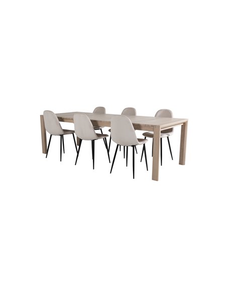 Matgrupp Slider med Polar matstolar, 170 × 95 cm