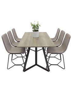 Matgrupp Marina med X matstolar, 180 × 90 cm