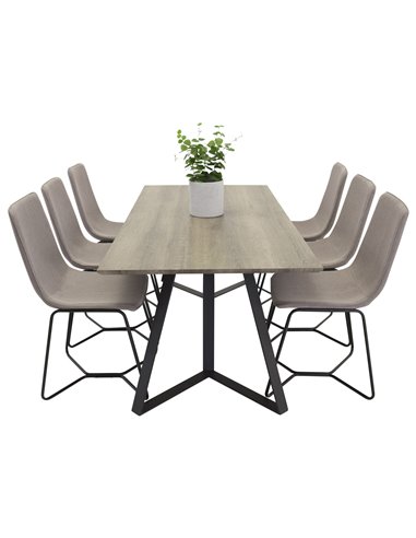 Matgrupp Marina med X matstolar, 180 × 90 cm