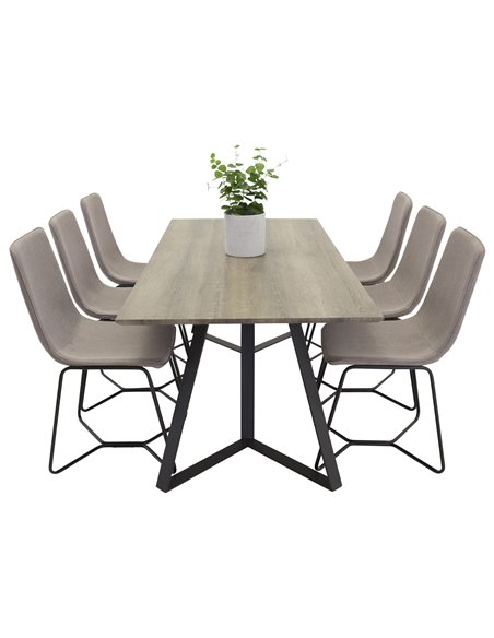 Matgrupp Marina med X matstolar, 180 × 90 cm