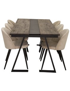 Matgrupp Jakarta med Velvet matstolar, 200 × 90 cm 2