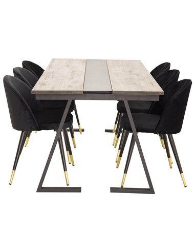 Matgrupp Jakarta med Velvet matstolar, 200 × 90 cm