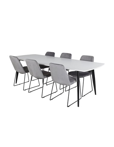 Matgrupp Polar med Muce matstolar, 240 × 100 cm