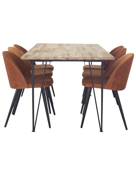 Matgrupp Bali med Velvet matstolar, 200 × 90 cm