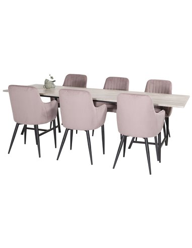 Matgrupp Jepara med Comfort matstolar, 250 × 100 cm
