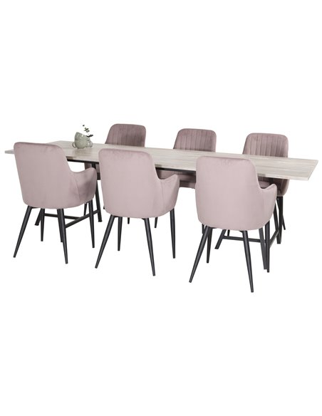 Matgrupp Jepara med Comfort matstolar, 250 × 100 cm