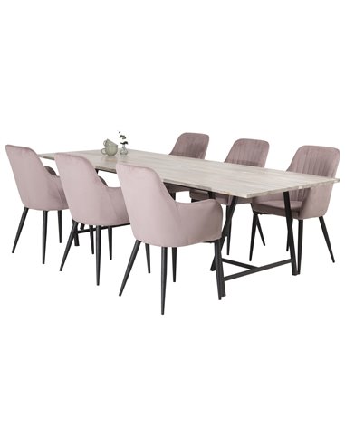 Matgrupp Jepara med Comfort matstolar, 250 × 100 cm