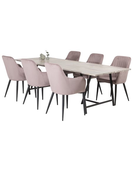 Matgrupp Jepara med Comfort matstolar, 250 × 100 cm