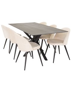 Matgrupp Piazza med Velvet matstolar, 180 × 90 cm