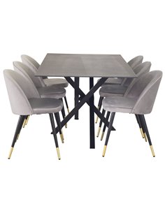 Matgrupp Piazza med Velvet matstolar, 180 × 90 cm