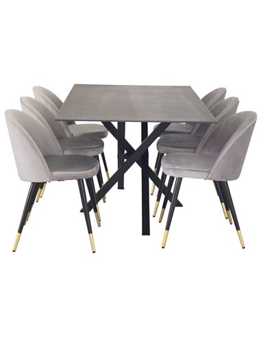 Matgrupp Piazza med Velvet matstolar, 180 × 90 cm