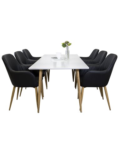 Matgrupp Polar med Comfort matstolar, 180 × 90 cm