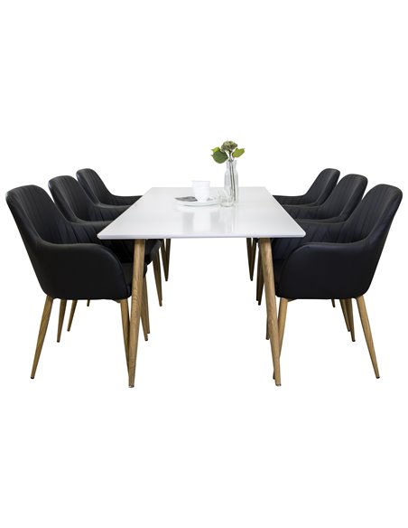 Matgrupp Polar med Comfort matstolar, 180 × 90 cm