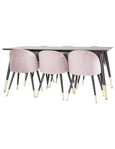 Matgrupp Dipp med Velvet matstolar, 180 × 90 cm 2