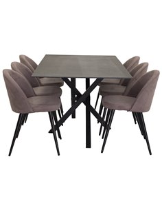 Matgrupp Piazza med Velvet matstolar, 180 × 90 cm