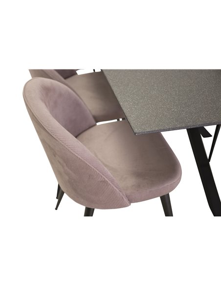Matgrupp Piazza med Velvet matstolar, 180 × 90 cm