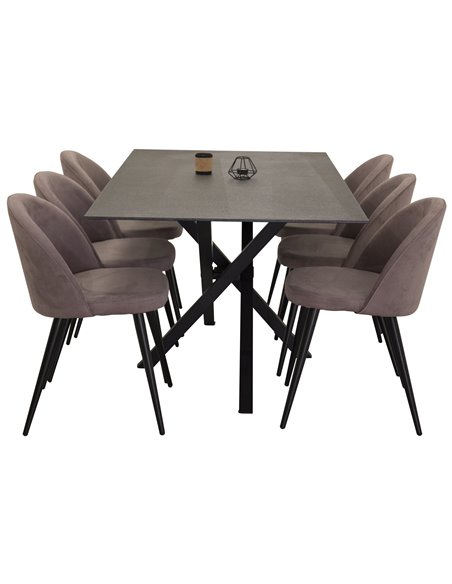 Matgrupp Piazza med Velvet matstolar, 180 × 90 cm