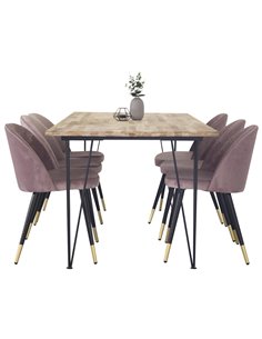 Matgrupp Bali med Velvet matstolar, 200 × 90 cm 2