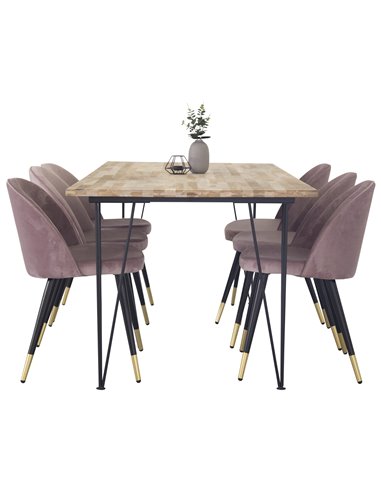 Matgrupp Bali med Velvet matstolar, 200 × 90 cm