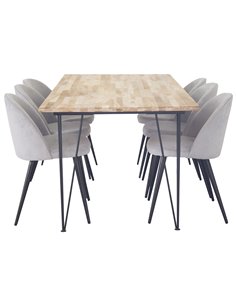 Matgrupp Bali med Velvet matstolar, 200 × 90 cm