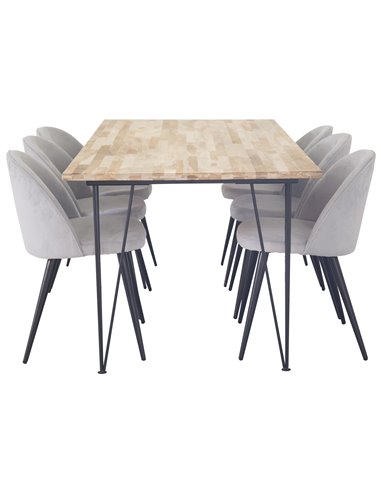 Matgrupp Bali med Velvet matstolar, 200 × 90 cm