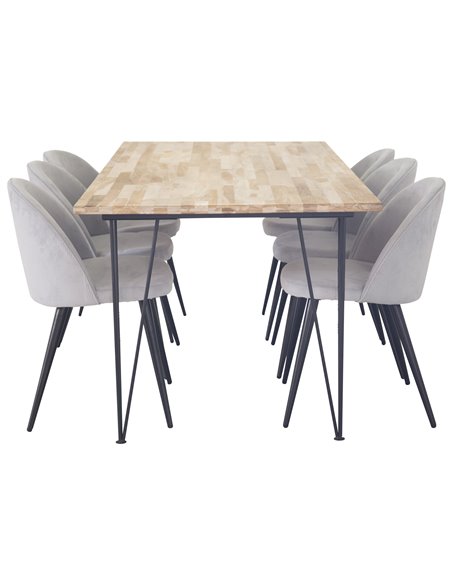 Matgrupp Bali med Velvet matstolar, 200 × 90 cm