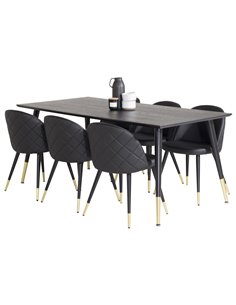 Matgrupp Dipp med Velvet matstolar, 180 × 90 cm