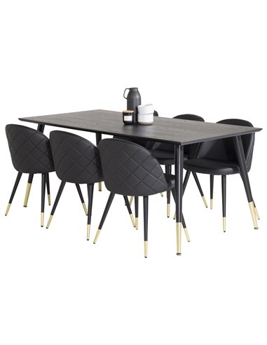 Matgrupp Dipp med Velvet matstolar, 180 × 90 cm
