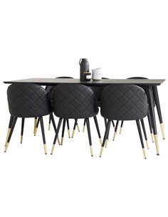 Matgrupp Dipp med Velvet matstolar, 180 × 90 cm 2