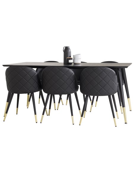 Matgrupp Dipp med Velvet matstolar, 180 × 90 cm