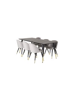 Matgrupp Dipp med Velvet matstolar, 180 × 90 cm