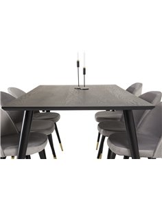 Matgrupp Dipp med Velvet matstolar, 180 × 90 cm 2