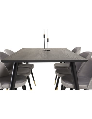 Matgrupp Dipp med Velvet matstolar, 180 × 90 cm
