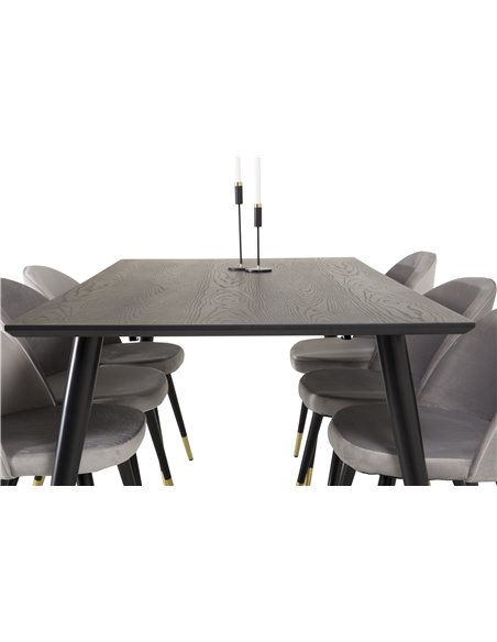 Matgrupp Dipp med Velvet matstolar, 180 × 90 cm